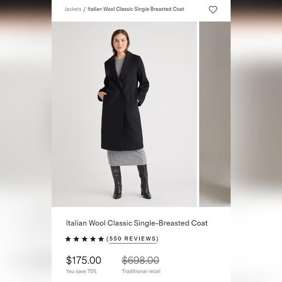 Quince Italian Wool Classic Single-Breasted Coat - Picture 2 of 16